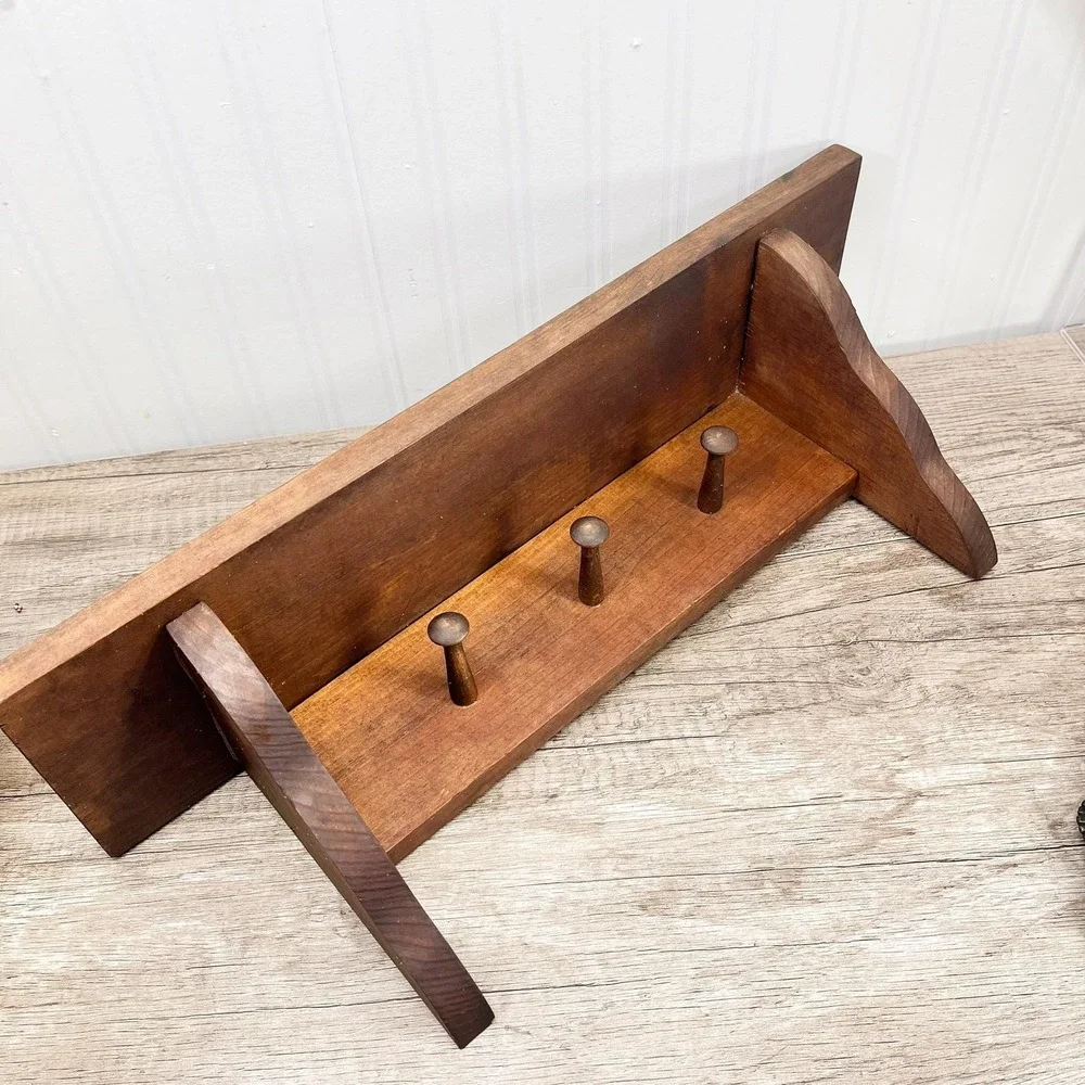 Vintage Midcentury Modern Wood Shelf: Curio Trinket Display